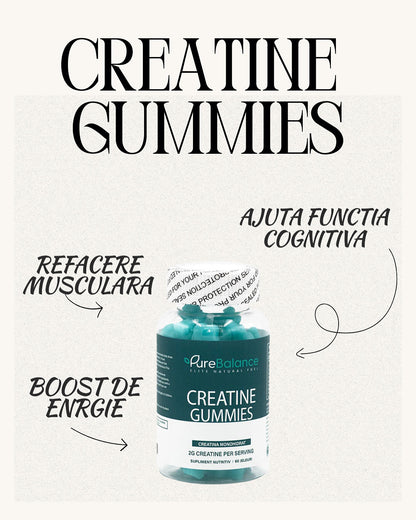 💥 Creatina HCL Jeleuri 2g (60 Jeleuri) – Forță Musculară, Energie Rapidă & Absorbție Superioară | Pure Balance