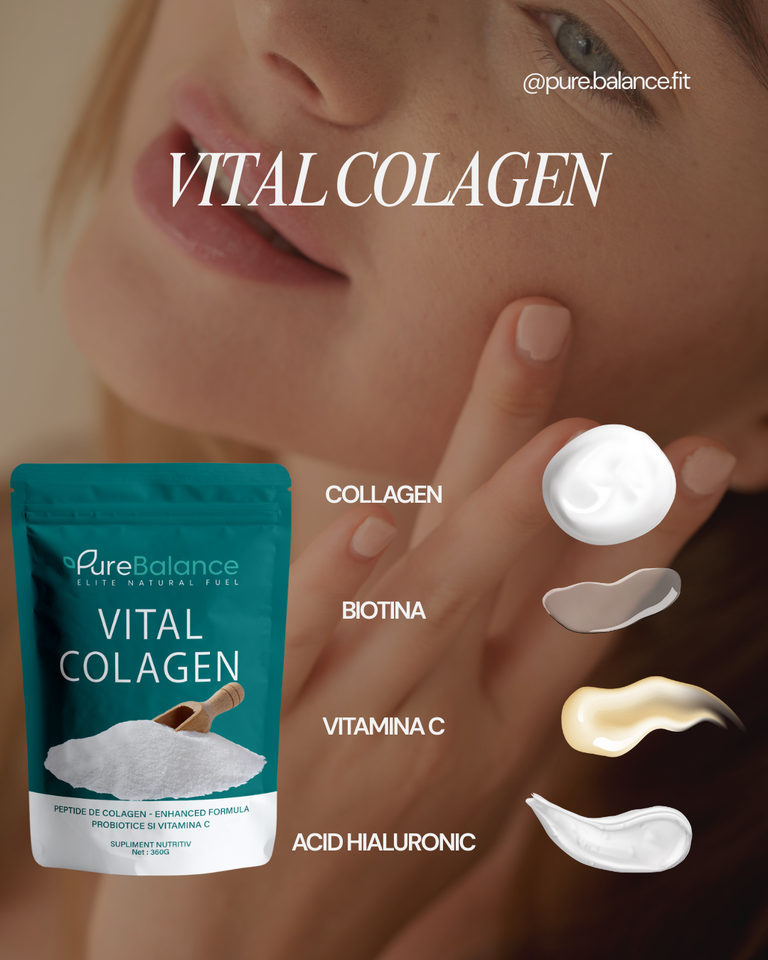 Vital Colagen - Pulbere Colagen 12.000 Mg, Multi-Complex + Biotina si Acid Hialuronic