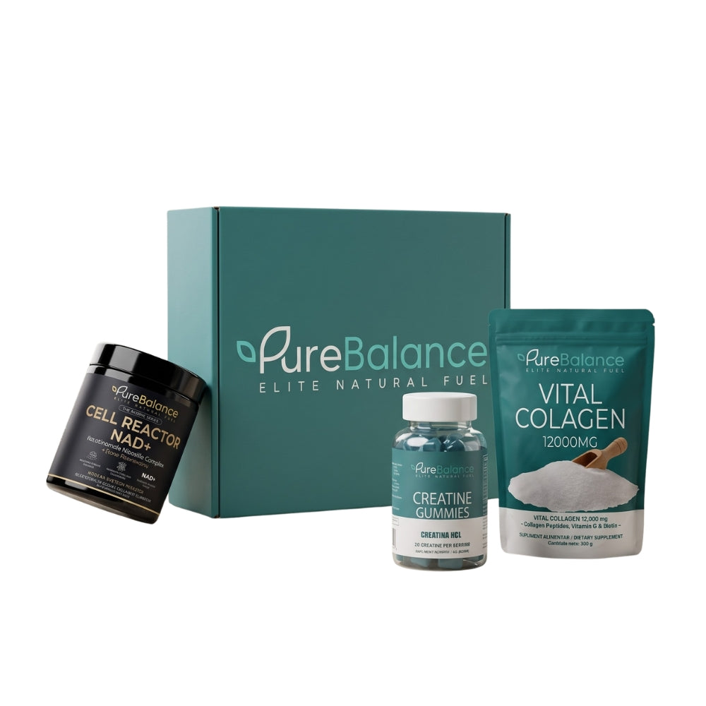 Protocol Suplimente Anti-Aging & Energie: NAD+, Colagen 12000mg și Creatină | PureBalance