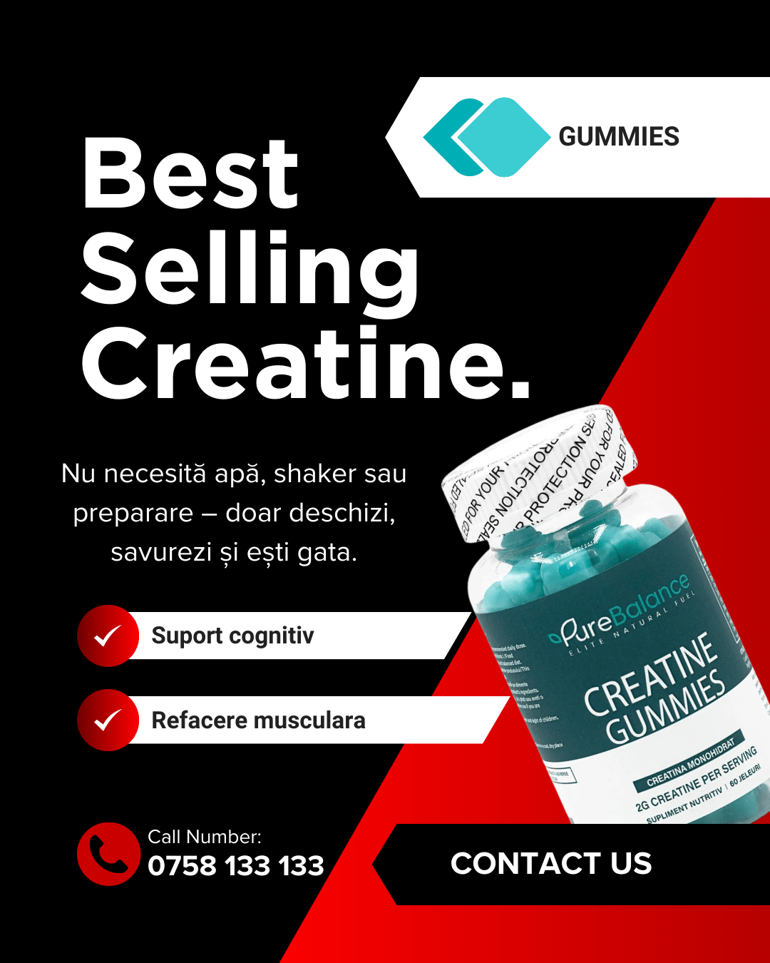 Protocolul Fundamental– Creatina Jeleuri & Magneziu pentru Energie, Imunitate & Performanță , Vital Greens| Pure Balance - Pure Balance