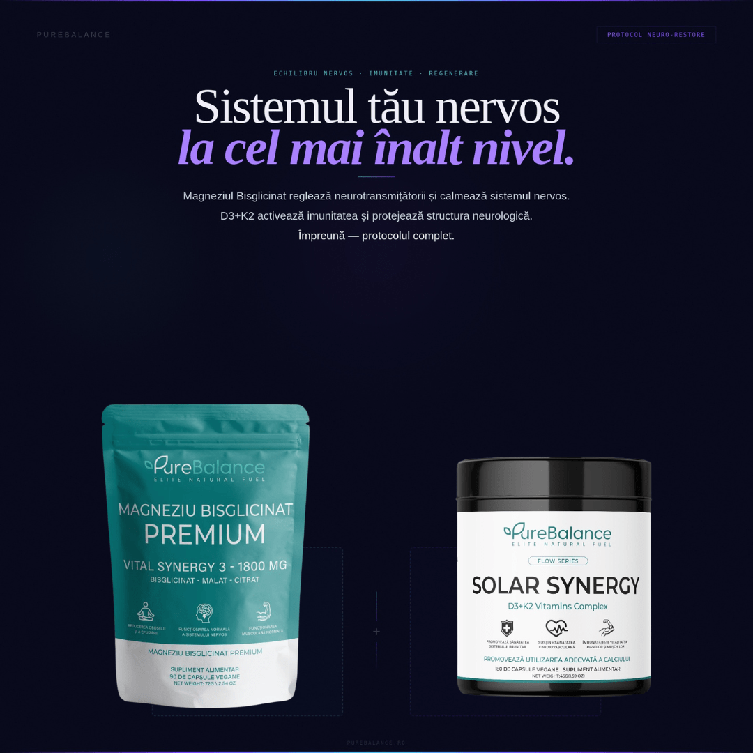 Protocolul NEURO - RESTORE | Echilibru Nervos & Imunitar (Magneziu + D3/K2) - Pure Balance
