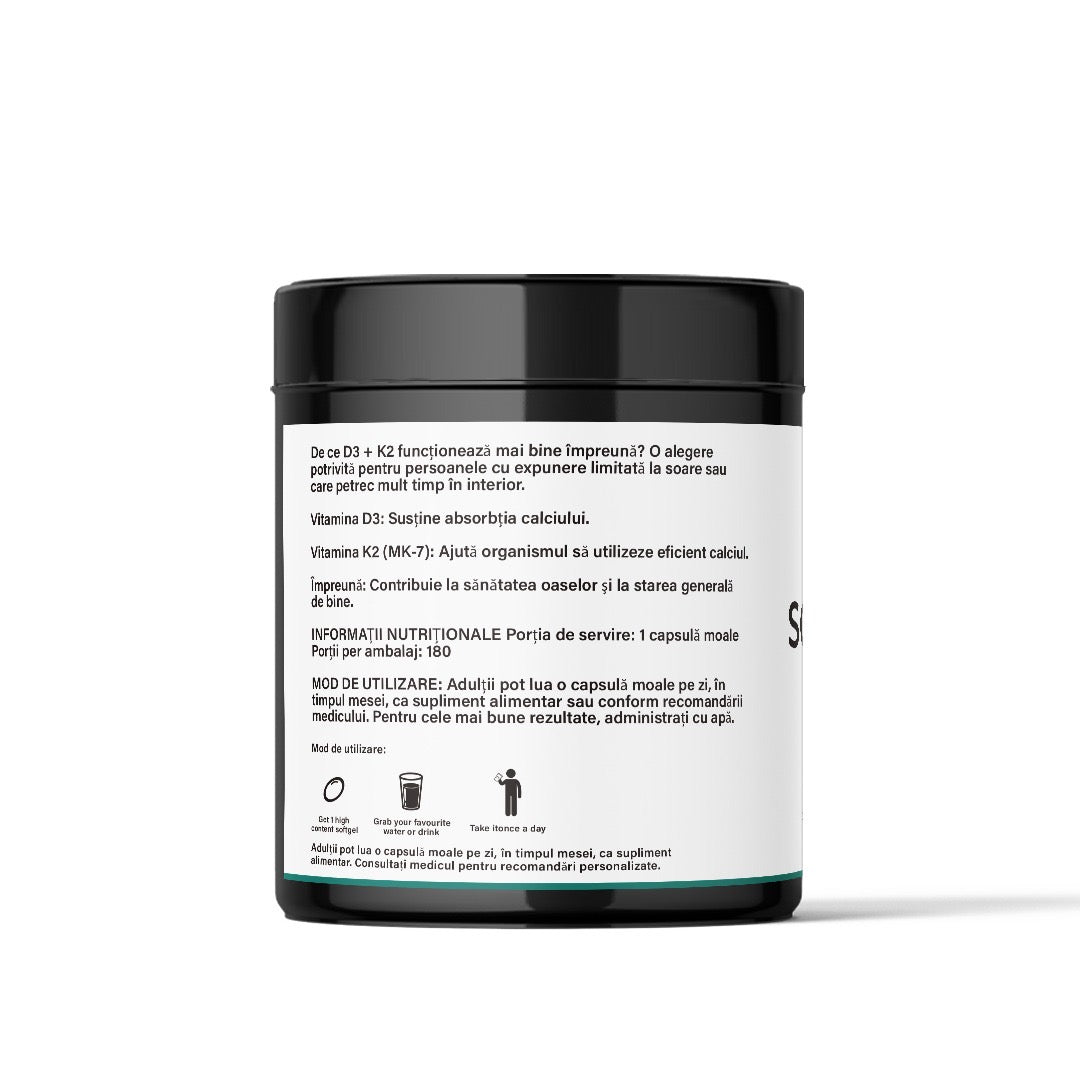 Solar Synergy D3+K2 🌿 | 180 Capsule | Imunitate & Oase Puternice | FLOW SERIES | Pure Balance