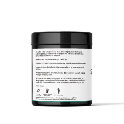 Solar Synergy D3+K2 🌿 | 180 Capsule | Imunitate & Oase Puternice | FLOW SERIES | Pure Balance