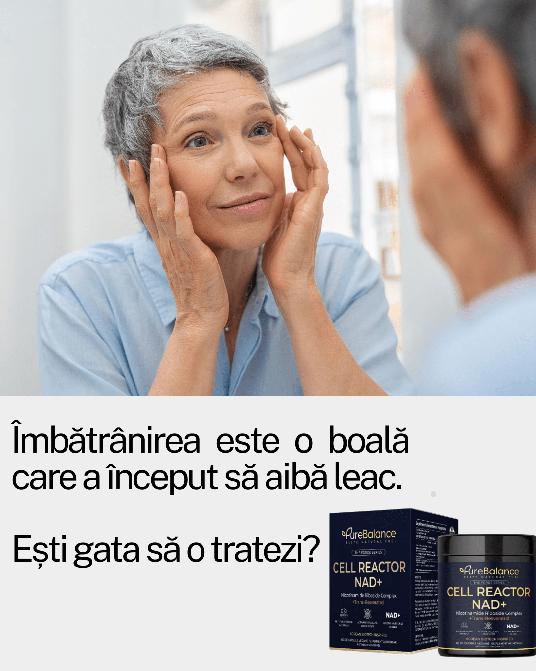 Supliment Longevitate NAD+ & Trans - Resveratrol (700mg) | Cell Reactor Pure Balance | Energie Celulară & Anti - Aging | 80 Capsule (40 Zile) - Pure Balance