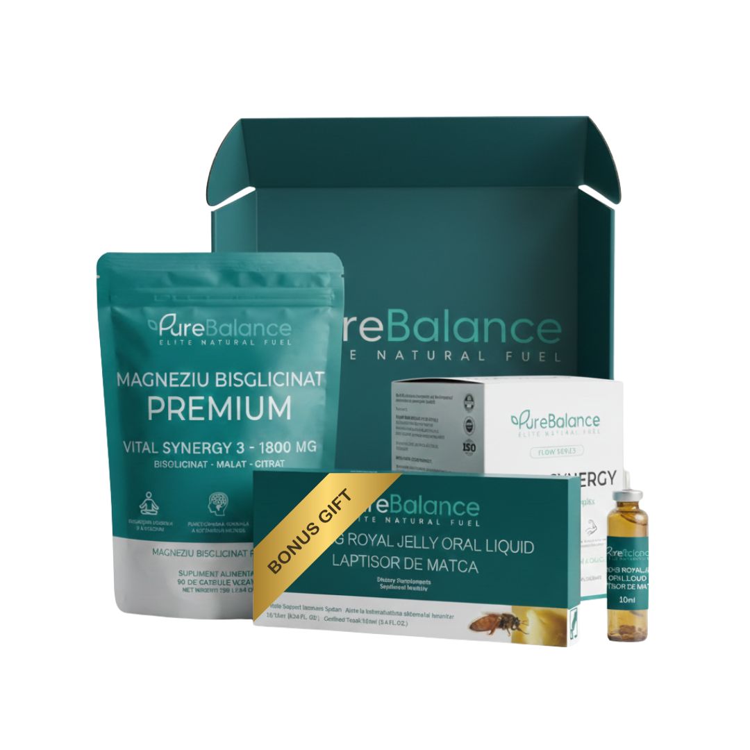 Protocolul VITAL-SHIELD | Sinergia Imunității și a Echilibrului Nervos- Magneziu 1800mg , Lăptișor de matca pur, D3+K2