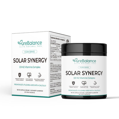 Solar Synergy D3+K2 🌿 | 180 Capsule | Imunitate & Oase Puternice | FLOW SERIES | Pure Balance