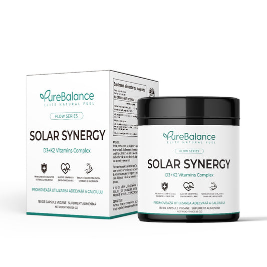 Solar Synergy D3+K2 🌿 | 180 Capsule | Imunitate & Oase Puternice | FLOW SERIES | Pure Balance