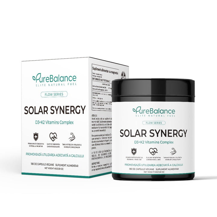 Vitamina D3 4000 UI + K2 Solar Synergy 🌿 | 180 Capsule (6 luni ) Pure Balance | Imunitate & Absorbție Maximă