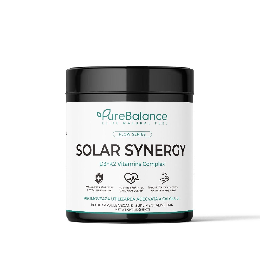 Solar Synergy D3+K2 🌿 | 180 Capsule | Imunitate & Oase Puternice | FLOW SERIES | Pure Balance