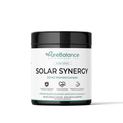 Solar Synergy D3+K2 🌿 | 180 Capsule | Imunitate & Oase Puternice | FLOW SERIES | Pure Balance