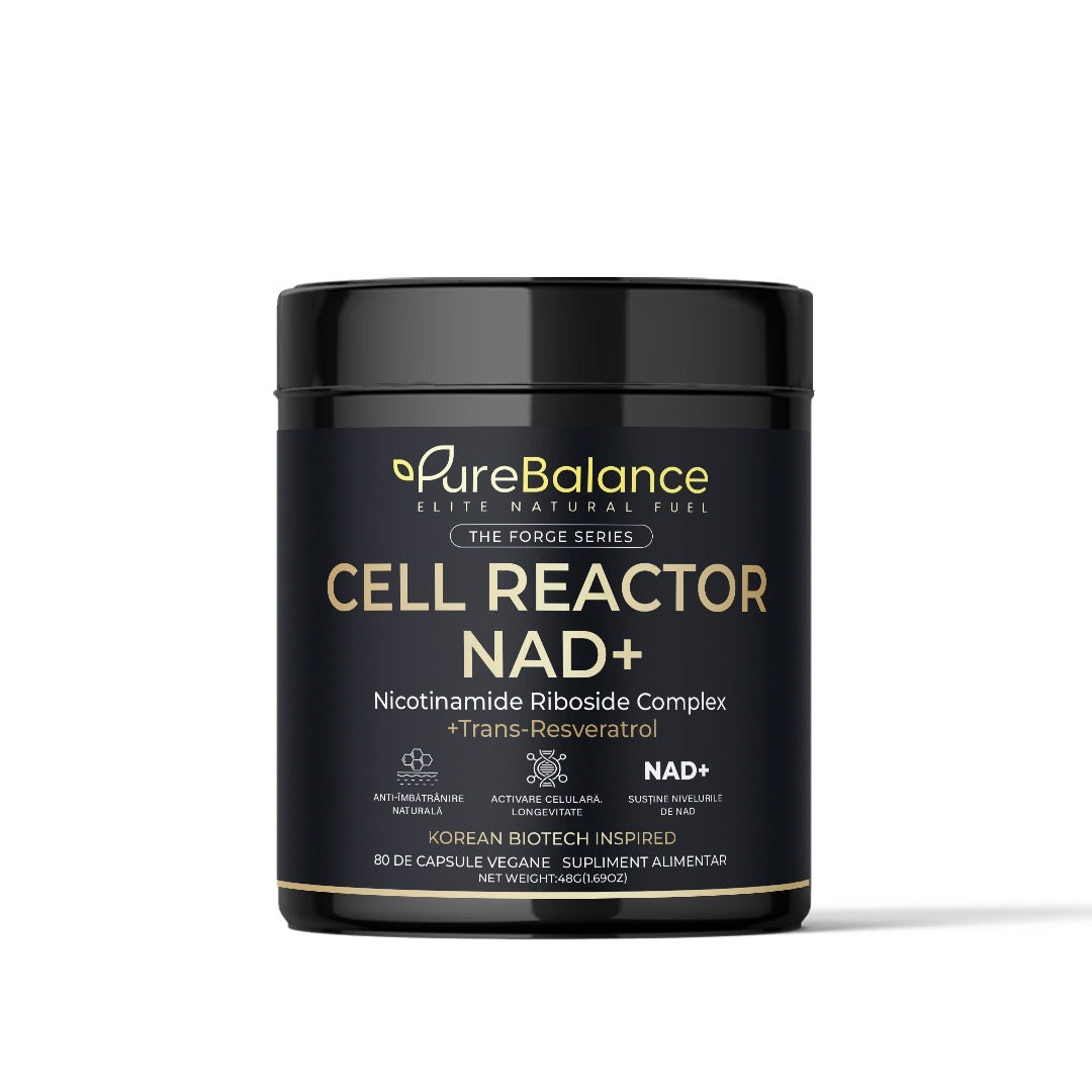 Cell Reactor NAD+ & Trans-Resveratrol | 80 capsule |⚡🧬 | Energie Celulară, Longevitate & Anti-Aging Avansat | FORGE SERIES | Pure Balance