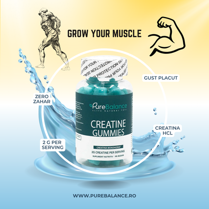 💥 Creatina HCL Jeleuri 2g (60 Jeleuri) – Forță Musculară, Energie Rapidă & Absorbție Superioară | Pure Balance