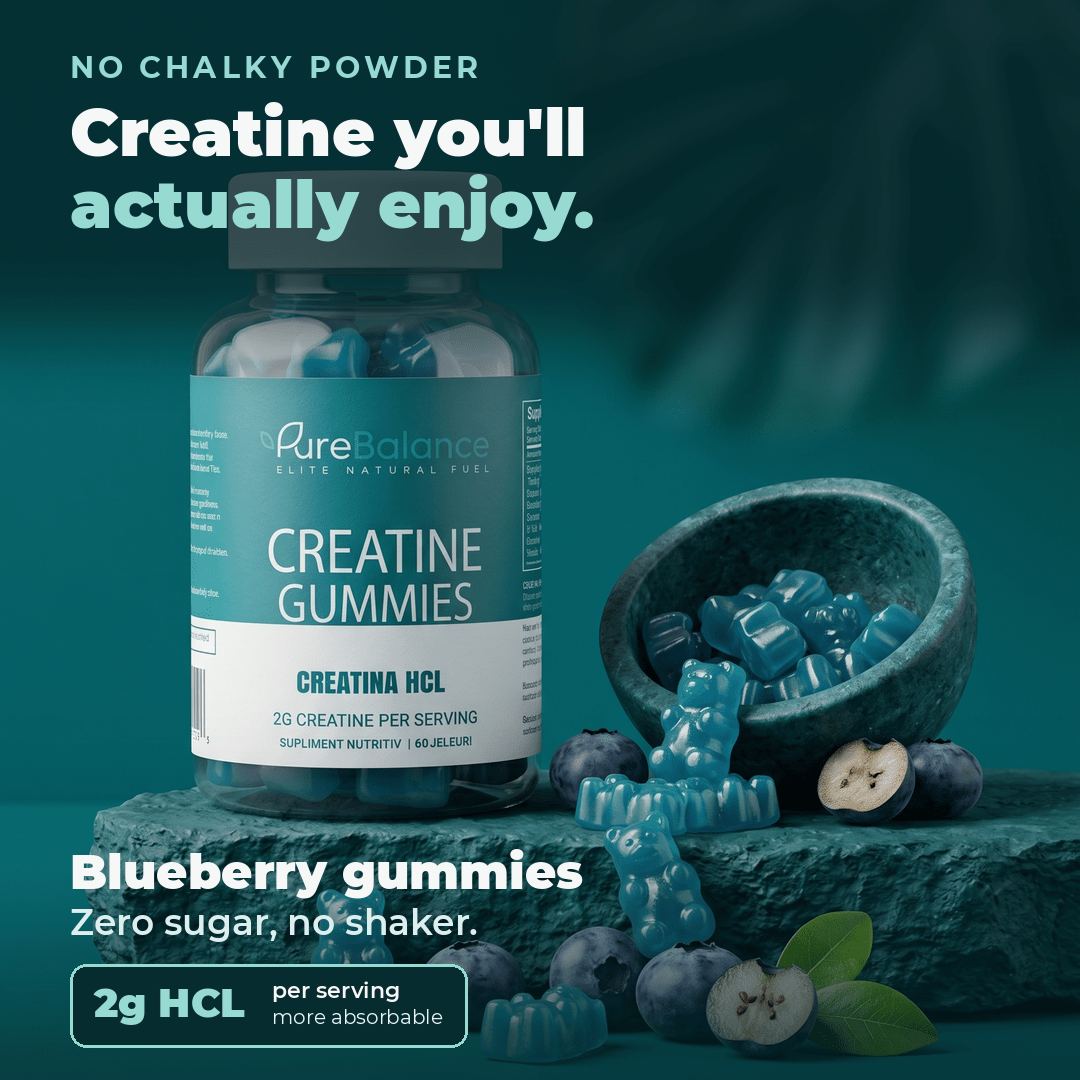 Creatina HCL Jeleuri 2g (Echivalent 4g Monohidrat) – 60 Jeleuri (30 zile )– Forță, Energie & Absorbție Maximă | Pure Balance - Pure Balance