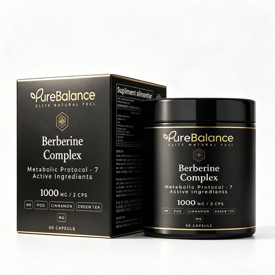 Berberina Complex 1000mg – Protocol Metabolic cu 7 Ingrediente Active | NR + PQQ + Scorțișoară + Ceai Verde | 60 Capsule (30 Zile) | Pure Balance - Pure Balance