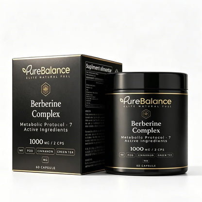 Berberina Complex 1000mg – Protocol Metabolic cu 7 Ingrediente Active | NR + PQQ + Scorțișoară + Ceai Verde | 60 Capsule (30 Zile) | Pure Balance - Pure Balance