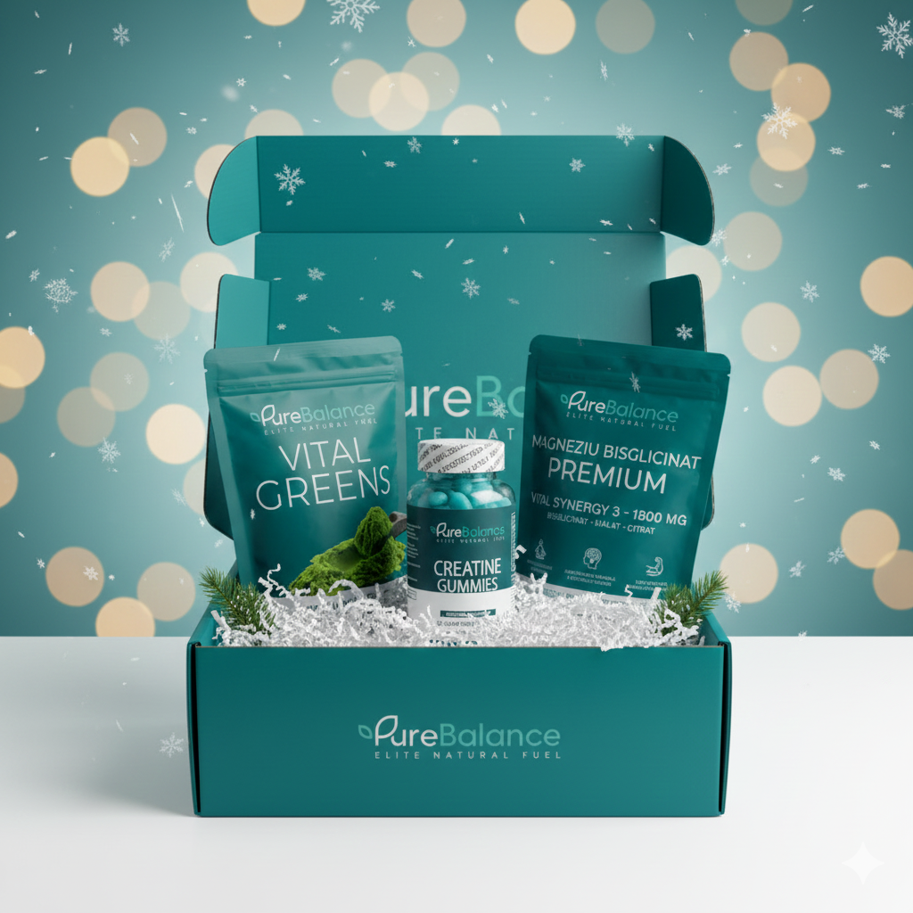 🎄 Pachet Cadou Crăciun  3 Produse– Creatina Jeleuri & Magneziu pentru Energie, Imunitate & Performanță , Vital Greens| Pure Balance (Copy)