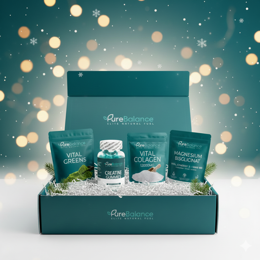 🎄 Pachet Cadou Crăciun  4 Produse– Vital Greens, Colagen, Creatina Jeleuri & Magneziu pentru Energie, Imunitate & Performanță | Pure Balance