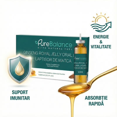 Complex Lăptișor de Matcă & Ginseng Vital (Royal Jelly) | Pure Balance | Energie & Imunitate | 10 Fiole (Monodoze)