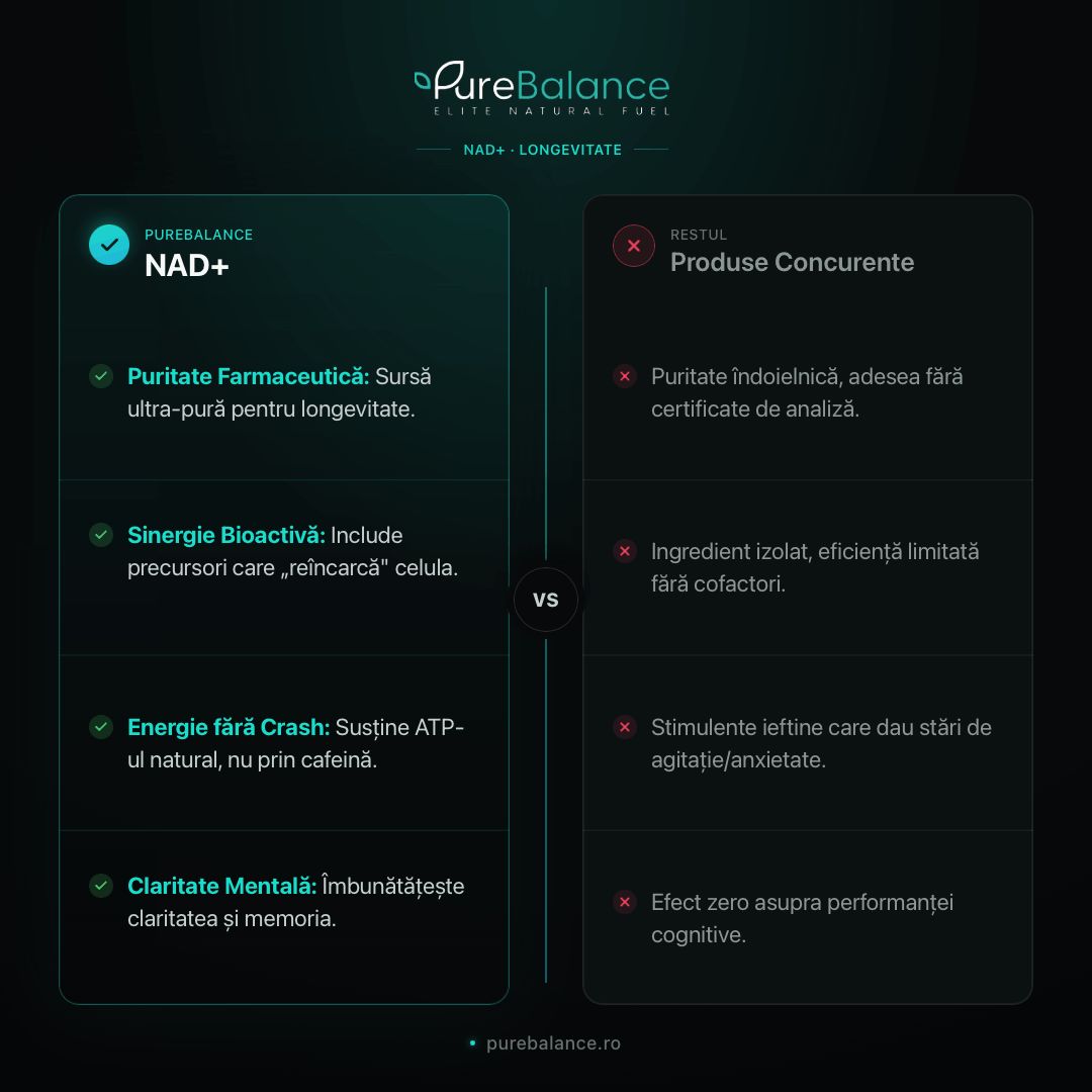 Supliment Longevitate NAD+ & Trans-Resveratrol (700mg) | Cell Reactor Pure Balance | Energie Celulară & Anti-Aging | 80 Capsule (40 Zile) - Pure Balance