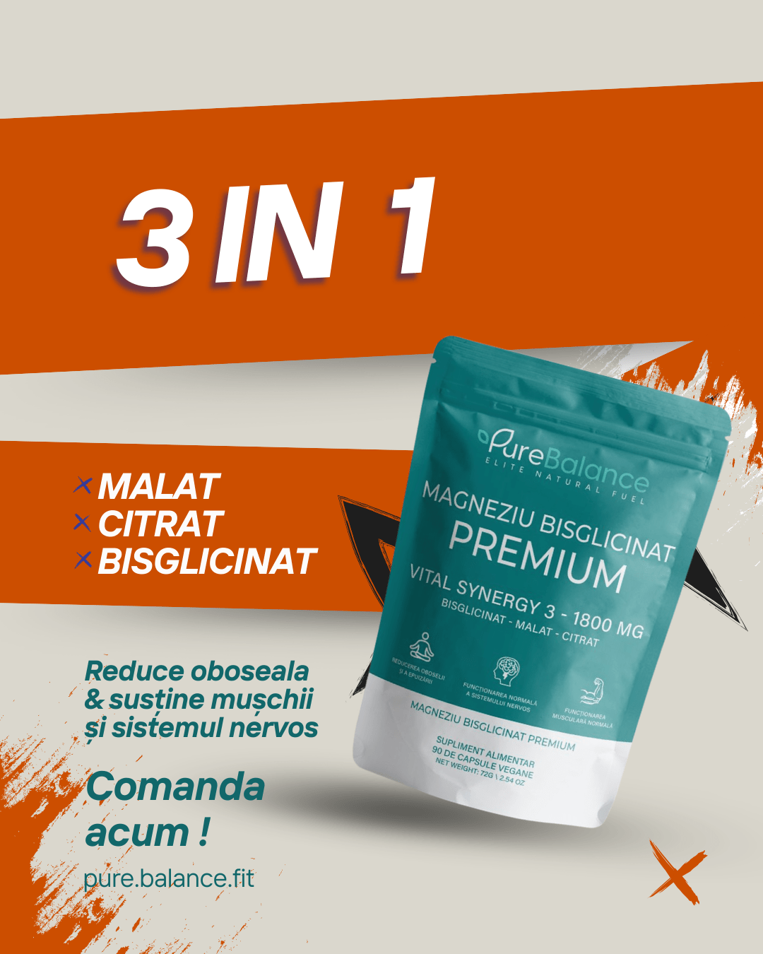Protocolul VITAL - FORCE | Creatină Jeleuri, Magneziu Synergy 3 (1800mg) și Royal Jelly + Ginseng – Sinergia Adaptogenă pentru Energie, Focus și Reziliență - Pure Balance