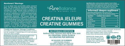 💥 Creatina HCL Jeleuri 2g (60 Jeleuri) – Forță Musculară, Energie Rapidă & Absorbție Superioară | Pure Balance