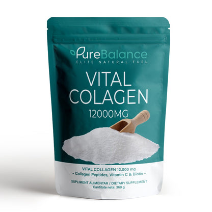 💖 Vital Collagen – Pulbere Colagen 12.000 mg, Multi-Complex cu Biotină & Acid Hialuronic pentru Piele, Păr & Articulații | Pure Balance