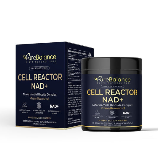 Cell Reactor NAD+ & Trans-Resveratrol | 80 capsule |⚡🧬 | Energie Celulară, Longevitate & Anti-Aging Avansat | FORGE SERIES | Pure Balance
