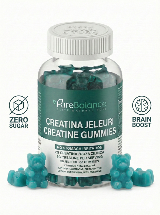 💥 Creatina HCL Jeleuri 2g (Echivalent 4g Monohidrat) – 60 Jeleuri (30 zile )– Forță, Energie & Absorbție Maximă | Pure Balance