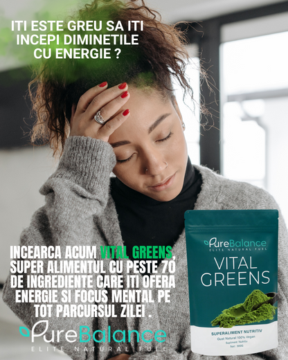 🌿 Vital Greens – Supliment Multivitamine și Minerale, Superaliment Verde (300g) pentru Energie & Imunitate | Pure Balance