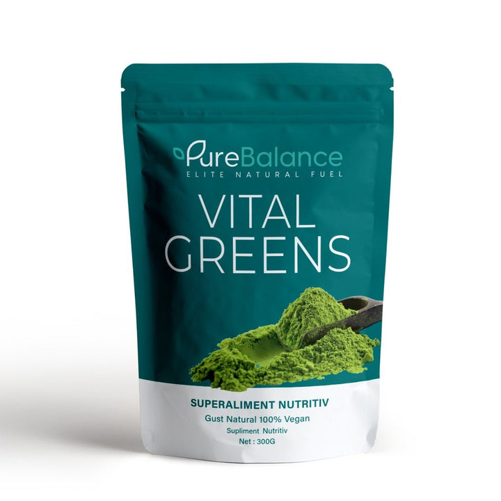Complex Superalimente Verzi & Multivitamine Pulbere | Vital Greens Pure Balance | Energie & Imunitate | 300g (30 Zile)